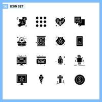 conjunto de 16 iconos modernos de la interfaz de usuario signos de símbolos para el entorno de envío de paquetes entrega de mensajes elementos de diseño vectorial editables vector