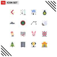 User Interface Pack of 16 Basic Flat Colors of landscape nature connected money bag Editable Pack of Creative Vector Design Elements