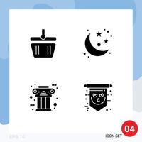 4 Solid Glyph concept for Websites Mobile and Apps basket pillar spring space column Editable Vector Design Elements