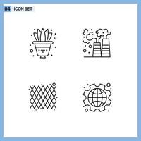 Modern Set of 4 Filledline Flat Colors Pictograph of flower decoration decorate pollution pattern Editable Vector Design Elements