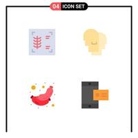 Editable Vector Line Pack of 4 Simple Flat Icons of chest sausage hat feelings mobile Editable Vector Design Elements