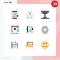 9 Universal Flat Color Signs Symbols of computer ad responsibility cinema interior Editable Vector Design Elements