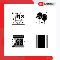 Set of 4 Modern UI Icons Symbols Signs for cocktail maker balloon fathers day flow Editable Vector Design Elements