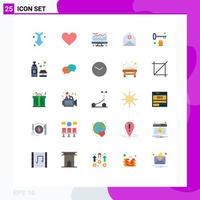 Mobile Interface Flat Color Set of 25 Pictograms of key email computer communication add Editable Vector Design Elements