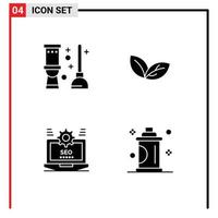 Set of Vector Solid Glyphs on Grid for toilet laptop room plant setting Editable Vector Design Elements