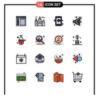 Flat Color Filled Line Pack of 16 Universal Symbols of iot volume education sound composing Editable Creative Vector Design Elements