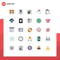 Mobile Interface Flat Color Set of 25 Pictograms of computing paste arrow paper document Editable Vector Design Elements