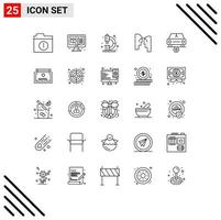 Set of 25 Modern UI Icons Symbols Signs for star car education transfer head Editable Vector Design Elements