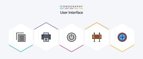 Interfaz de usuario Paquete de iconos de 25 líneas completas que incluye interfaz. barricada de construcción. pancarta de construcción. interfaz de usuario vector