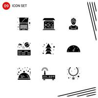 Group of 9 Modern Solid Glyphs Set for up arrow industry park beach ball Editable Vector Design Elements