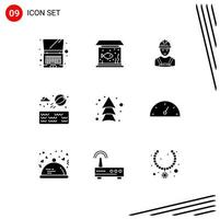 Group of 9 Modern Solid Glyphs Set for up arrow industry park beach ball Editable Vector Design Elements