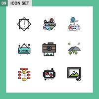 Set of 9 Modern UI Icons Symbols Signs for cam camera gaming shop open Editable Vector Design Elements