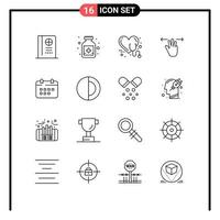 Outline Pack of 16 Universal Symbols of time calendar medical three fingers hand Editable Vector Design Elements