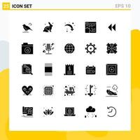 Pack of 25 creative Solid Glyphs of control setting refresh cog api Editable Vector Design Elements