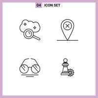 4 Universal Line Signs Symbols of cloud computing eye cloud search cross spring Editable Vector Design Elements