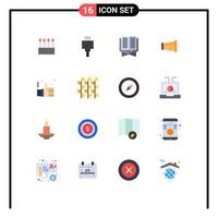 Flat Color Pack of 16 Universal Symbols of finger speaker book marketing megaphone Editable Pack of Creative Vector Design Elements