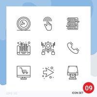 User Interface Pack of 9 Basic Outlines of configuration money interface coins network Editable Vector Design Elements