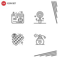 User Interface Pack of 4 Basic Filledline Flat Colors of web medicine date search perfume Editable Vector Design Elements