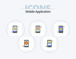 paquete de iconos planos de aplicaciones móviles 5 diseño de iconos. página de inicio navegación. aplicación localización. aplicación vector