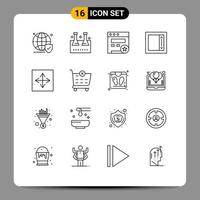 16 Thematic Vector Outlines and Editable Symbols of app layout lab glassware i frame website Editable Vector Design Elements