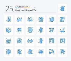 Gym 25 Blue Color icon pack including shoe. clothing. weightlifting. apple. gym vector