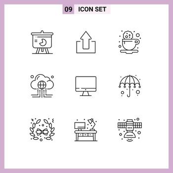 9 concepto de esquema para sitios web móviles y aplicaciones carga de datos de Internet computación bebida elementos de diseño vectorial editables vector
