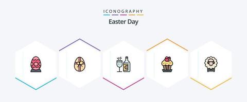 Easter 25 FilledLine icon pack including lamb. easter. bottle. food. cake vector