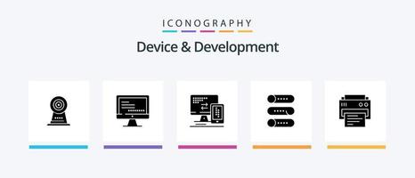 paquete de iconos de glifo 5 de dispositivo y desarrollo que incluye impresión. encendido apagado. computadora. cambiar. entorno. diseño de iconos creativos vector