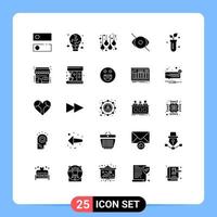 Modern Set of 25 Solid Glyphs Pictograph of human human international face lamps Editable Vector Design Elements