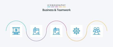 Business And Teamwork Blue 5 Icon Pack Including manager. connection. business. technology vector