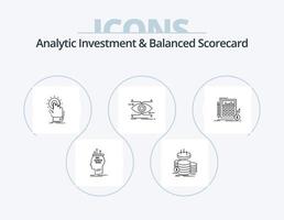 Analytic Investment And Balanced Scorecard Line Icon Pack 5 Icon Design. financial. savings. setting. income. finance vector