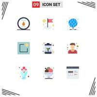 Group of 9 Modern Flat Colors Set for economic battery hosting notification activity Editable Vector Design Elements