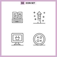 Pack of 4 Modern Filledline Flat Colors Signs and Symbols for Web Print Media such as key cart facebook holiday design Editable Vector Design Elements