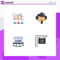 Group of 4 Modern Flat Icons Set for broker computing market arrow server Editable Vector Design Elements