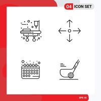 User Interface Pack of 4 Basic Filledline Flat Colors of medical equipment schedule arrow appointment stick Editable Vector Design Elements