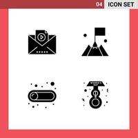 Stock Vector Icon Pack of 4 Line Signs and Symbols for email switch flag user eight march Editable Vector Design Elements