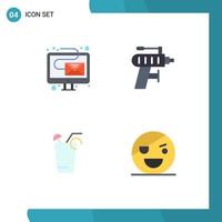 4 Thematic Vector Flat Icons and Editable Symbols of digital drink newsletter tool spring Editable Vector Design Elements