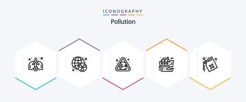 paquete de iconos de 25 líneas de contaminación, incluida la contaminación. puede. gas. desperdiciar. petróleo vector