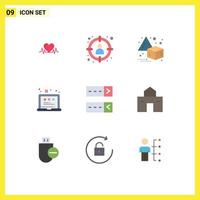 9 Universal Flat Colors Set for Web and Mobile Applications password laptop target view grid Editable Vector Design Elements