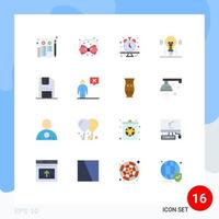 Universal Icon Symbols Group of 16 Modern Flat Colors of science light ribbon bulb time Editable Pack of Creative Vector Design Elements