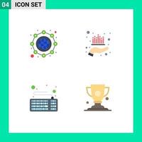 Stock Vector Icon Pack of 4 Line Signs and Symbols for global computer globe management hardware Editable Vector Design Elements