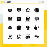 16 Thematic Vector Solid Glyphs and Editable Symbols of checkout ui finance power off Editable Vector Design Elements