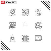 9 Thematic Vector Outlines and Editable Symbols of special cream care ice soft drink Editable Vector Design Elements