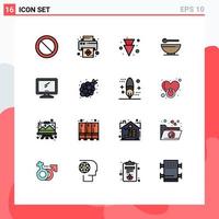 Set of 16 Modern UI Icons Symbols Signs for pc device full monitor mardi gras Editable Creative Vector Design Elements