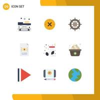 Pack of 9 Modern Flat Colors Signs and Symbols for Web Print Media such as file document cancel banking ship Editable Vector Design Elements