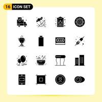 User Interface Pack of 16 Basic Solid Glyphs of edge competitive diagram award roll Editable Vector Design Elements