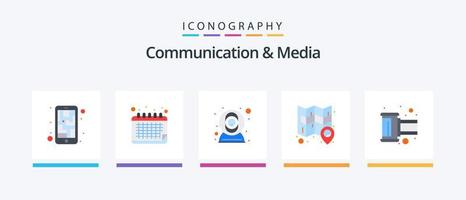 paquete de iconos de 5 planos de comunicación y medios que incluye foto. alfiler. leva. pegajoso. localización. diseño de iconos creativos vector