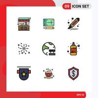 paquete de iconos vectoriales de stock de 9 signos y símbolos de línea para elementos de diseño vectorial editables de vacaciones en la nube de dibujo de datos de red vector