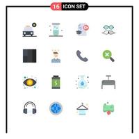 16 User Interface Flat Color Pack of modern Signs and Symbols of glasses hipster laboratory moustache graduation Editable Pack of Creative Vector Design Elements