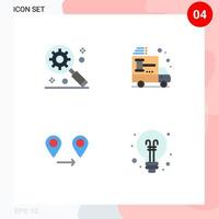 4 Thematic Vector Flat Icons and Editable Symbols of digital marketing concept location truck car bulb Editable Vector Design Elements